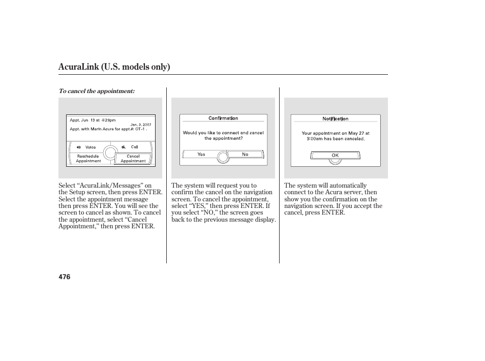 Acuralink (u.s. models only) | Acura 2009 Accord Sedan User Manual | Page 482 / 650