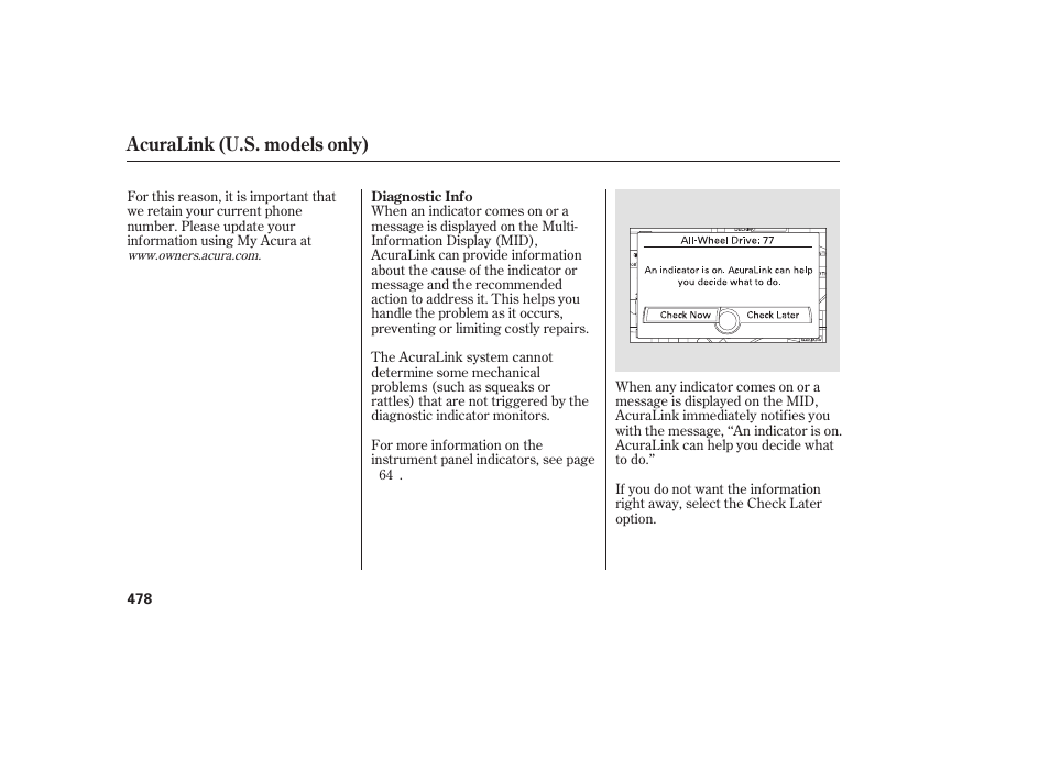 Acuralink (u.s. models only) | Acura 2009 Accord Sedan User Manual | Page 484 / 650