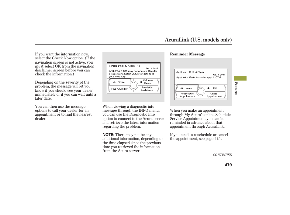 Acuralink (u.s. models only) | Acura 2009 Accord Sedan User Manual | Page 485 / 650