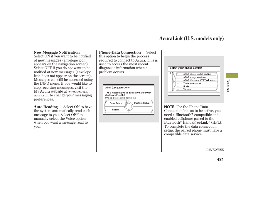 Acuralink (u.s. models only) | Acura 2009 Accord Sedan User Manual | Page 487 / 650