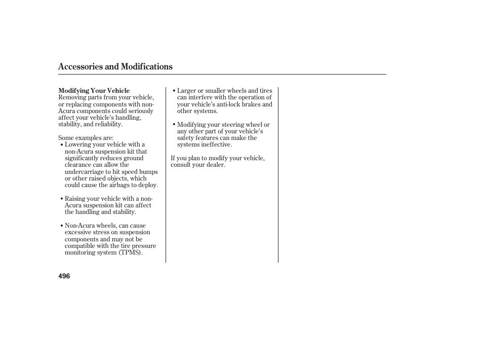 Accessories and modifications | Acura 2009 Accord Sedan User Manual | Page 502 / 650