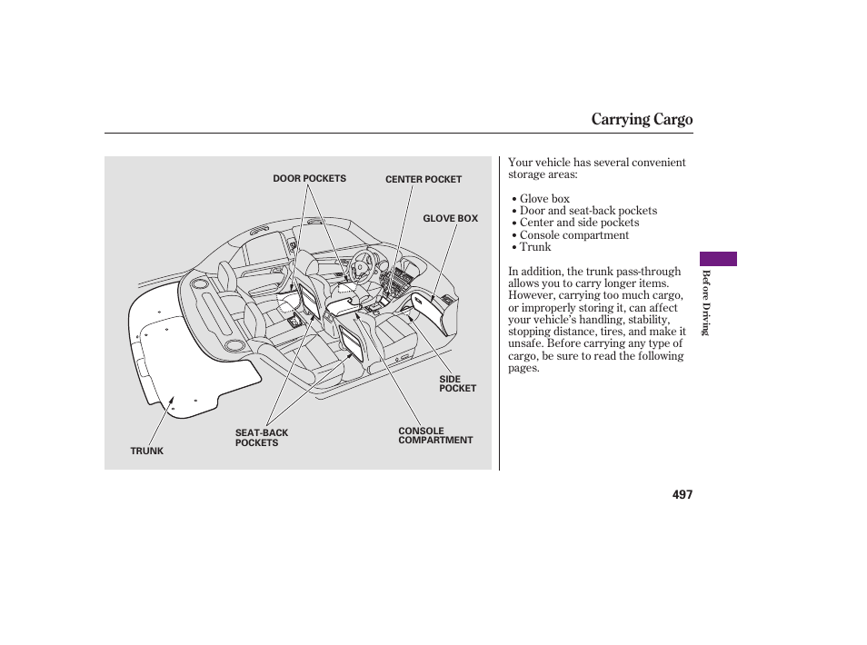 Carrying cargo | Acura 2009 Accord Sedan User Manual | Page 503 / 650