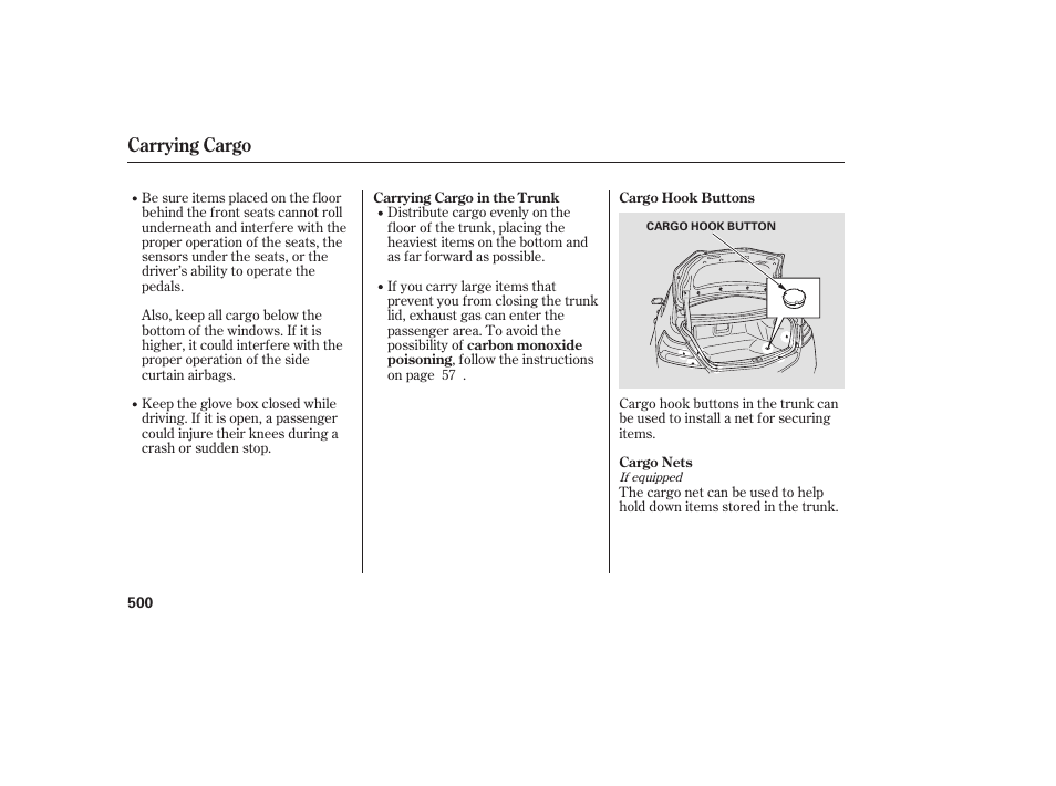 Carrying cargo | Acura 2009 Accord Sedan User Manual | Page 506 / 650