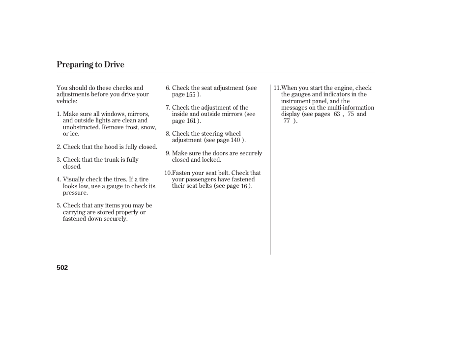Preparing to drive | Acura 2009 Accord Sedan User Manual | Page 508 / 650