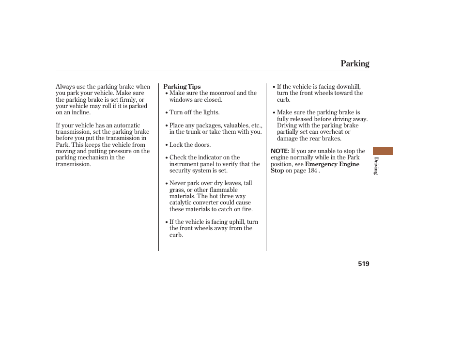 Parking | Acura 2009 Accord Sedan User Manual | Page 525 / 650