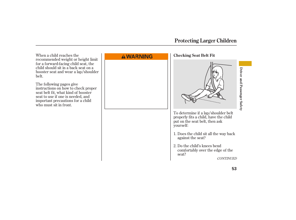 Protecting larger children | Acura 2009 Accord Sedan User Manual | Page 59 / 650