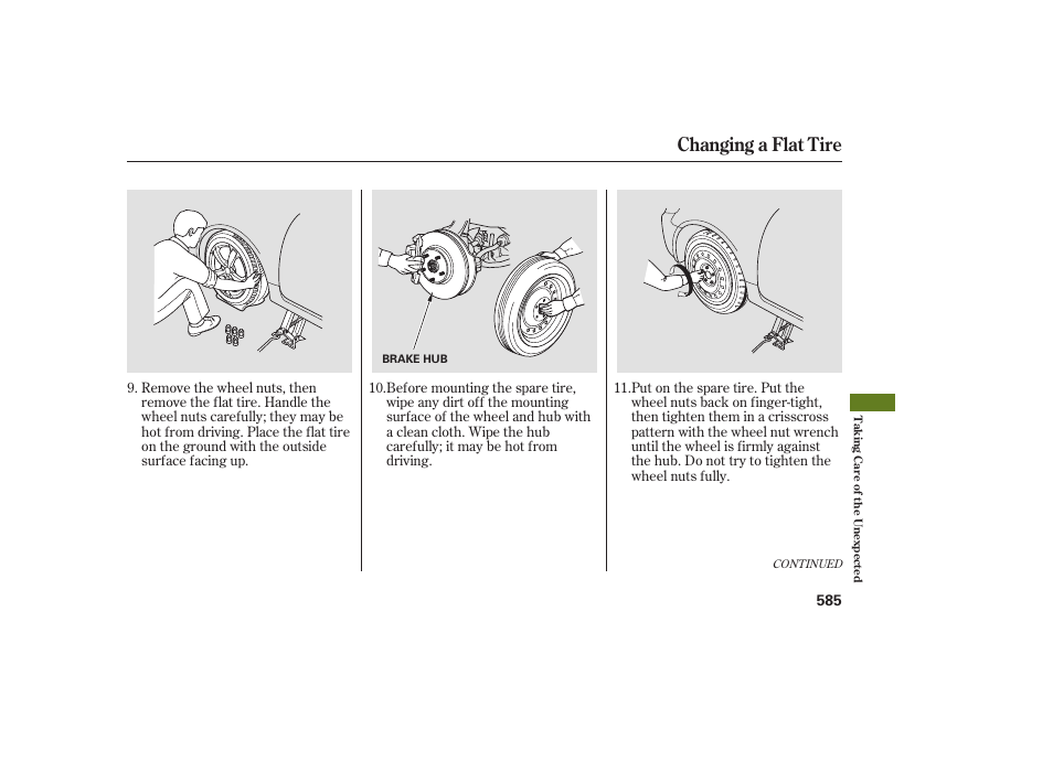 Changing a flat tire | Acura 2009 Accord Sedan User Manual | Page 591 / 650