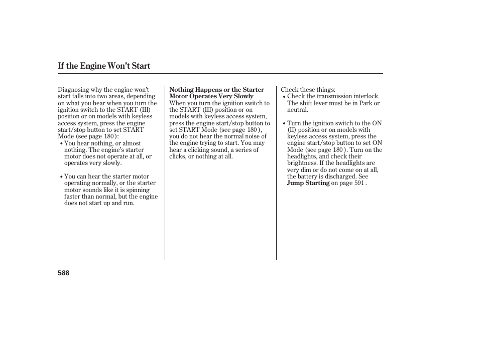 If the engine won’t start | Acura 2009 Accord Sedan User Manual | Page 594 / 650