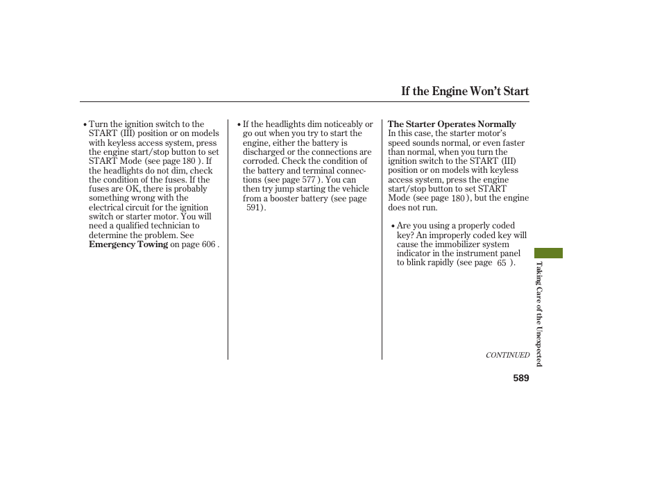 If the engine won’t start | Acura 2009 Accord Sedan User Manual | Page 595 / 650