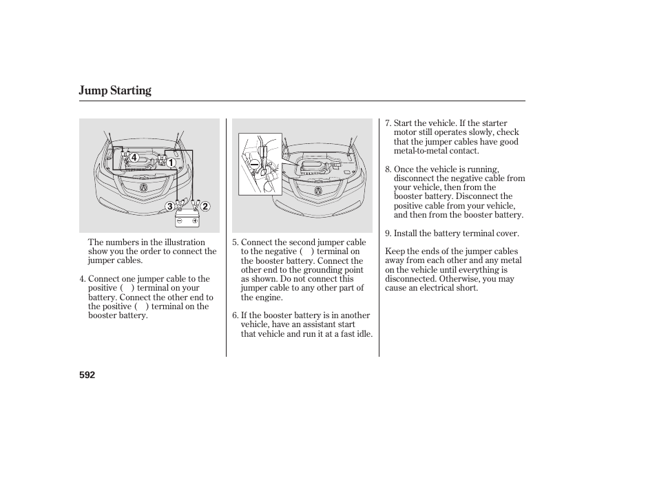 Jump starting | Acura 2009 Accord Sedan User Manual | Page 598 / 650