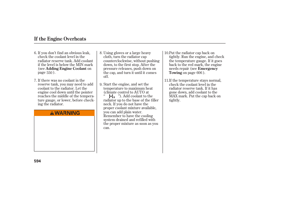 If the engine overheats | Acura 2009 Accord Sedan User Manual | Page 600 / 650