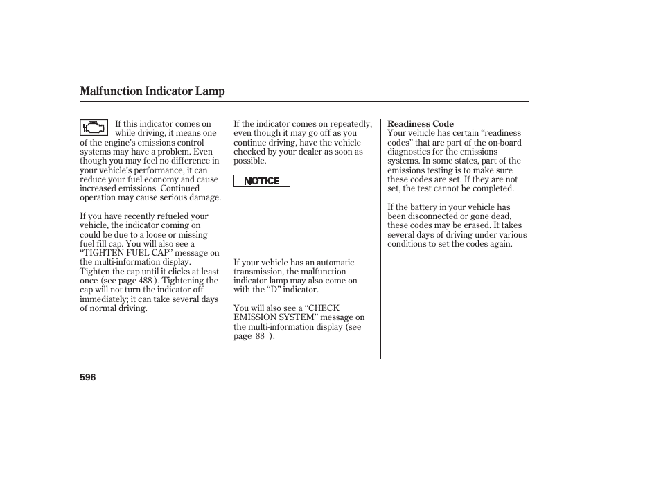 Malfunction indicator lamp | Acura 2009 Accord Sedan User Manual | Page 602 / 650
