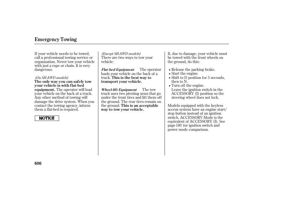Emergency towing | Acura 2009 Accord Sedan User Manual | Page 612 / 650