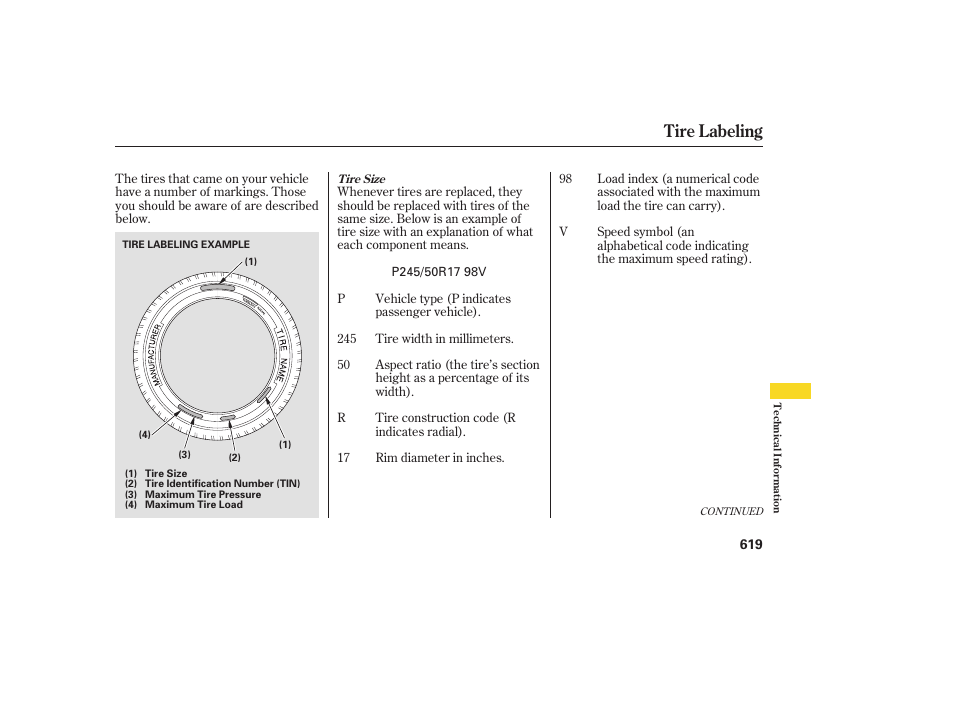 Tire labeling | Acura 2009 Accord Sedan User Manual | Page 625 / 650
