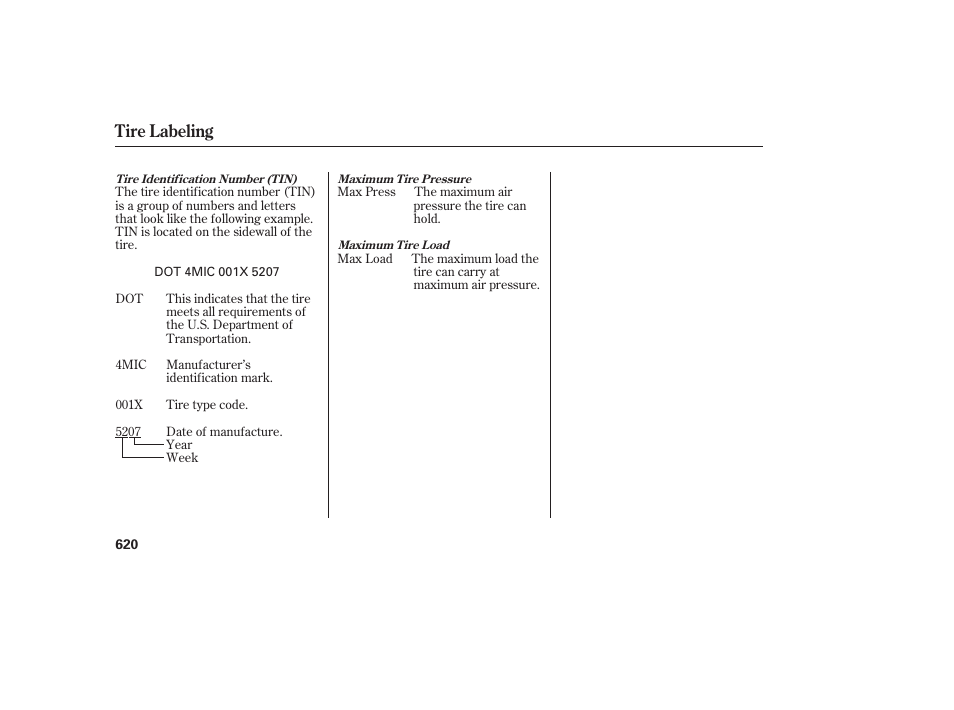 Tire labeling | Acura 2009 Accord Sedan User Manual | Page 626 / 650