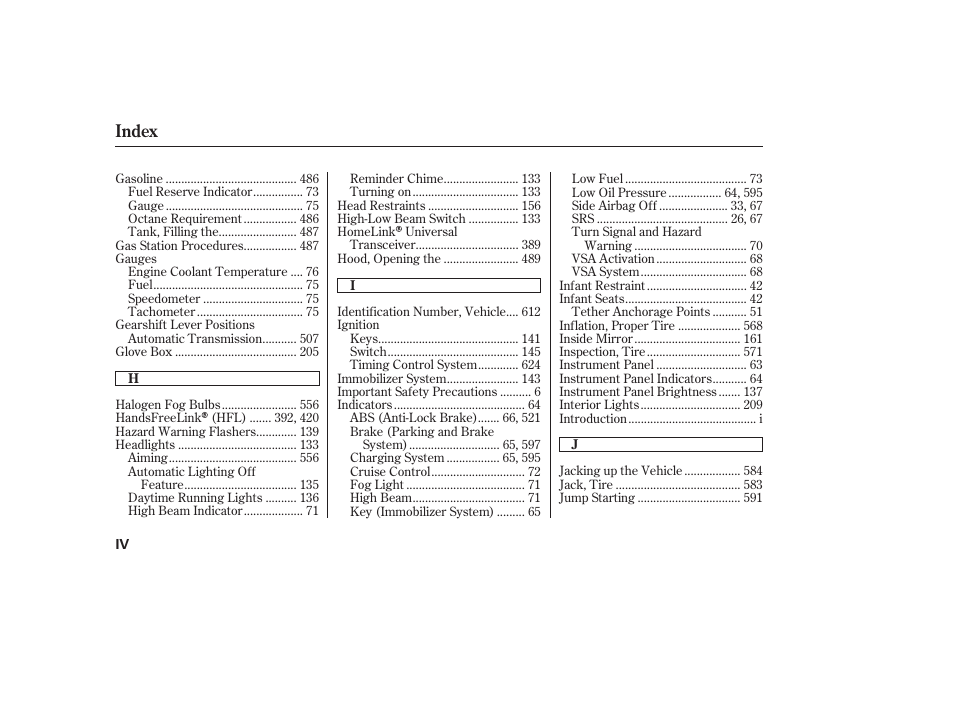 Index | Acura 2009 Accord Sedan User Manual | Page 644 / 650