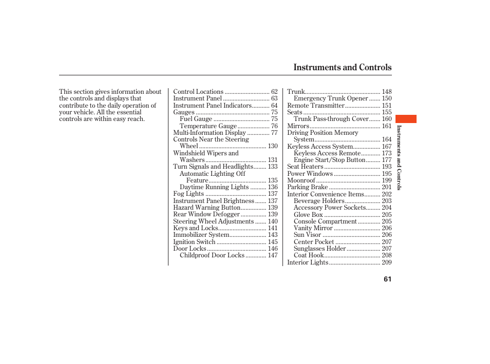 Instruments and controls | Acura 2009 Accord Sedan User Manual | Page 67 / 650
