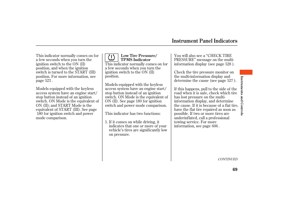 Instrument panel indicators | Acura 2009 Accord Sedan User Manual | Page 75 / 650