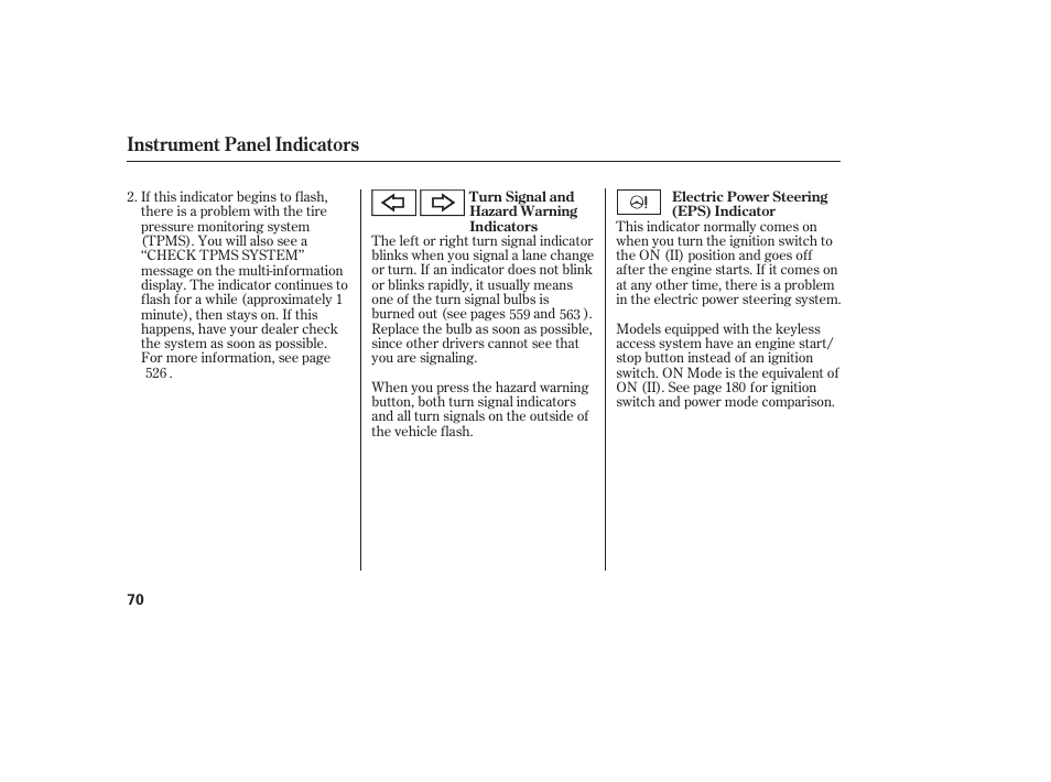 Instrument panel indicators | Acura 2009 Accord Sedan User Manual | Page 76 / 650