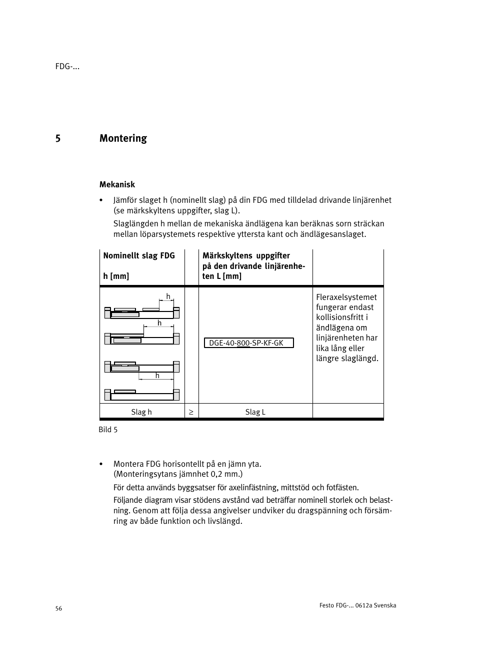 5 montering, Mekanisk, 5montering | Festo Направляющая FDG User Manual | Page 56 / 64