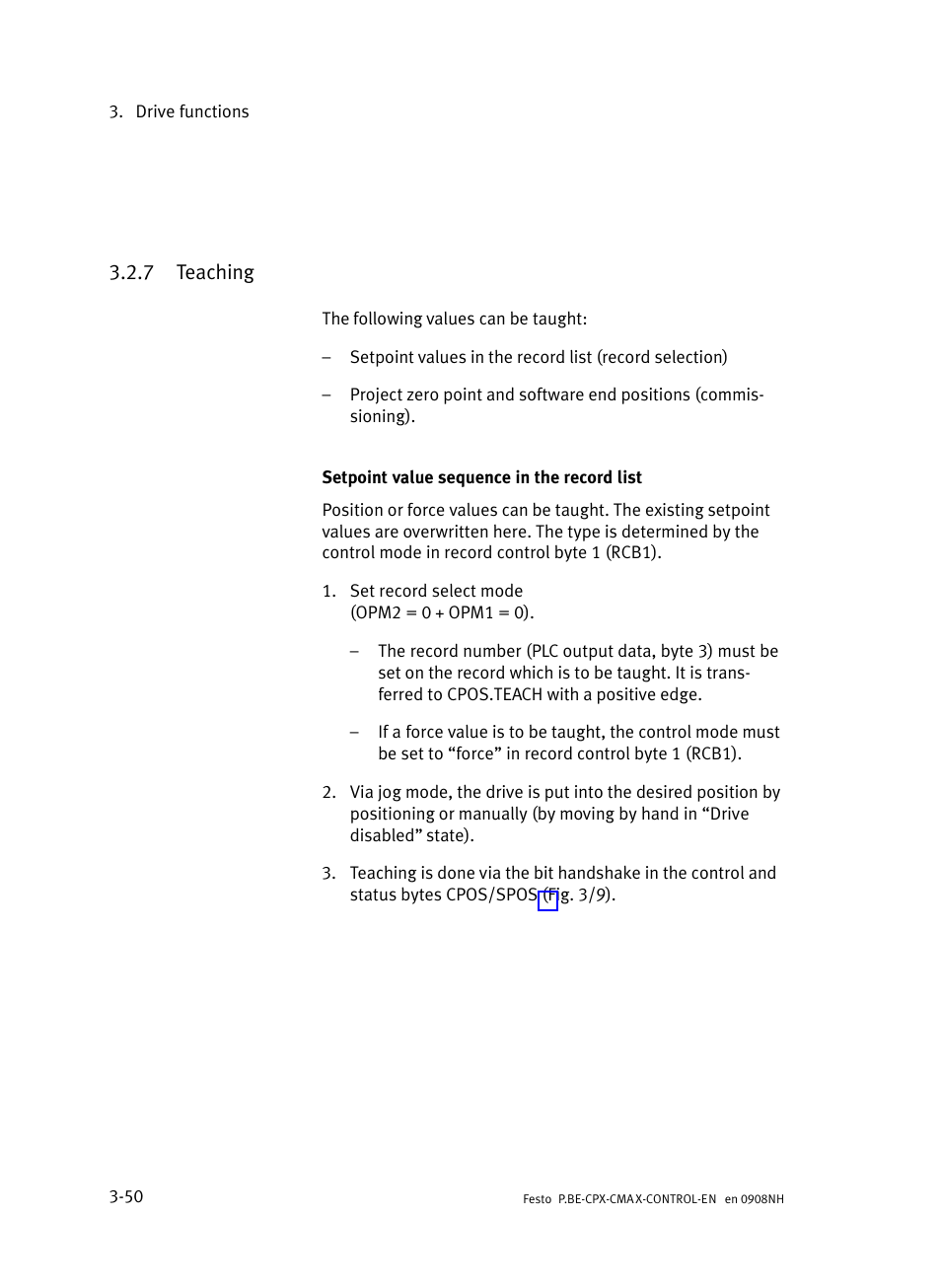 7 teaching, Teaching | Festo Контроллер позиционирования CPX-CMAX User Manual | Page 112 / 446