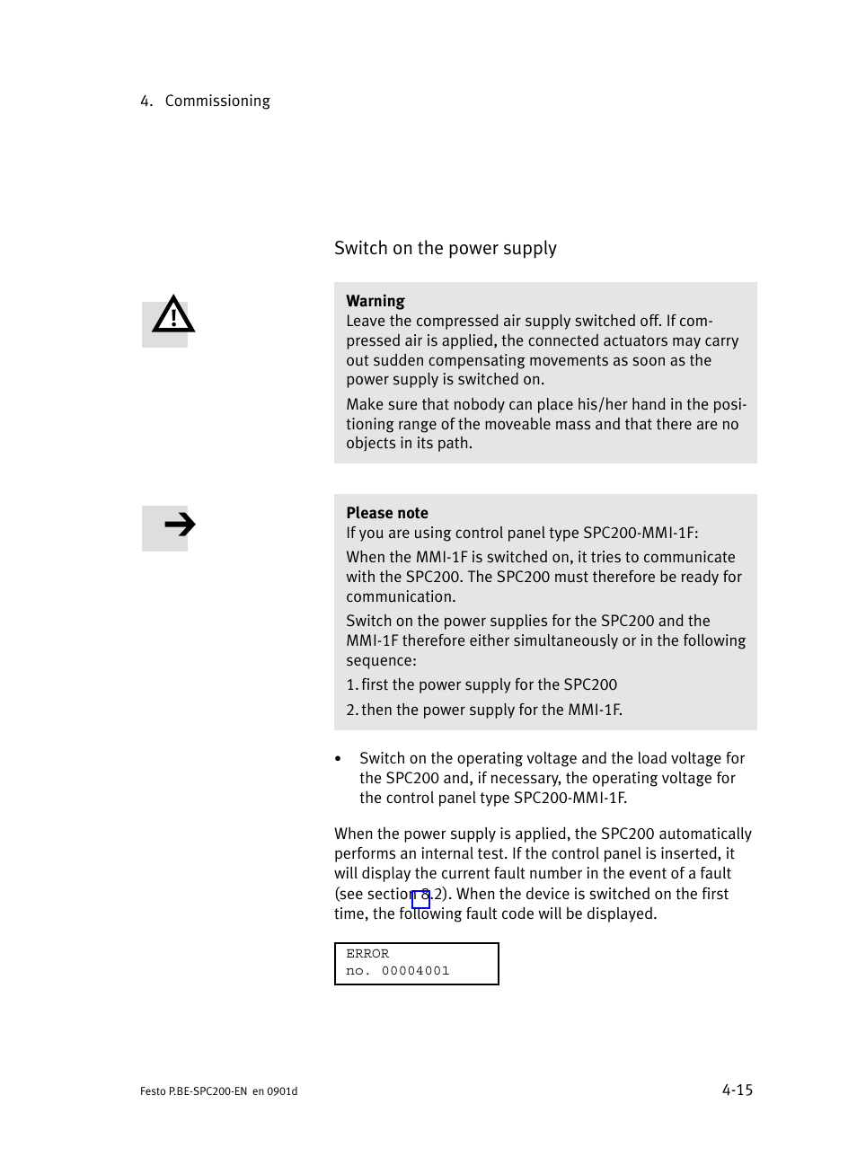 Switch on the power supply | Festo Кабели и принадлежности User Manual | Page 159 / 506