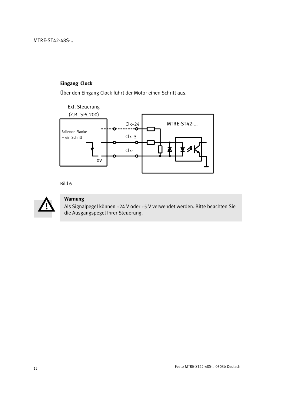 Eingang clock | Festo Шаговые моторы MTRE-ST User Manual | Page 12 / 140