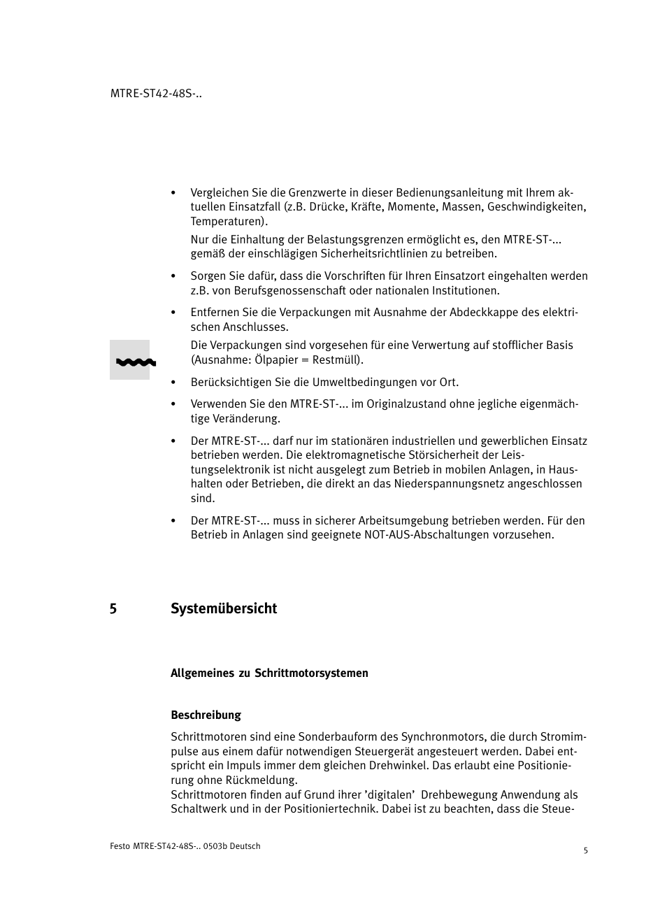 5 systemübersicht, Allgemeines zu schrittmotorsystemen, Beschreibung | 5systemübersicht | Festo Шаговые моторы MTRE-ST User Manual | Page 5 / 140
