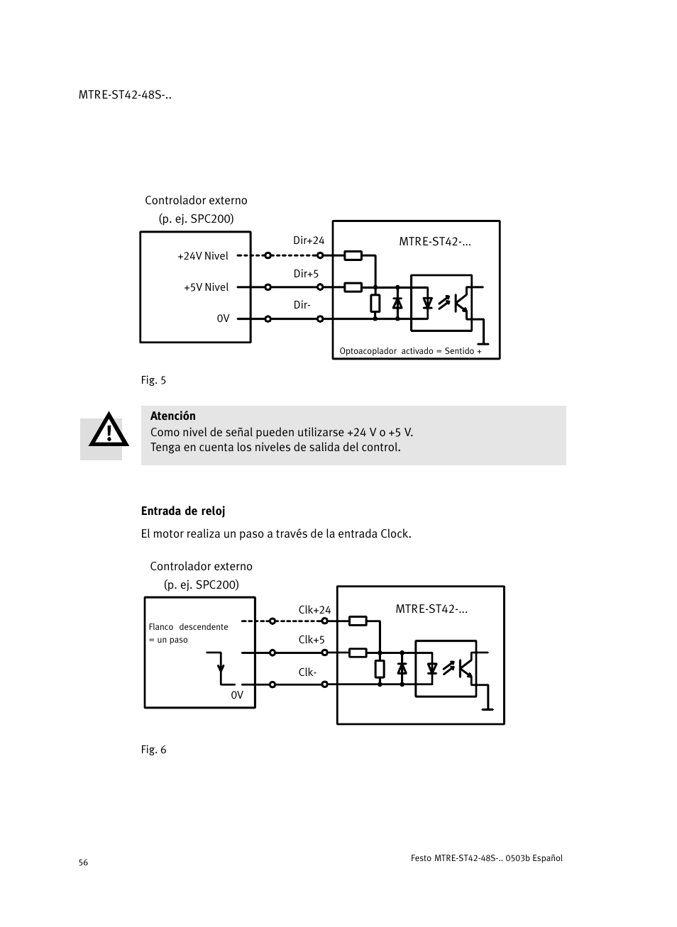 Entrada de reloj | Festo Шаговые моторы MTRE-ST User Manual | Page 56 / 140