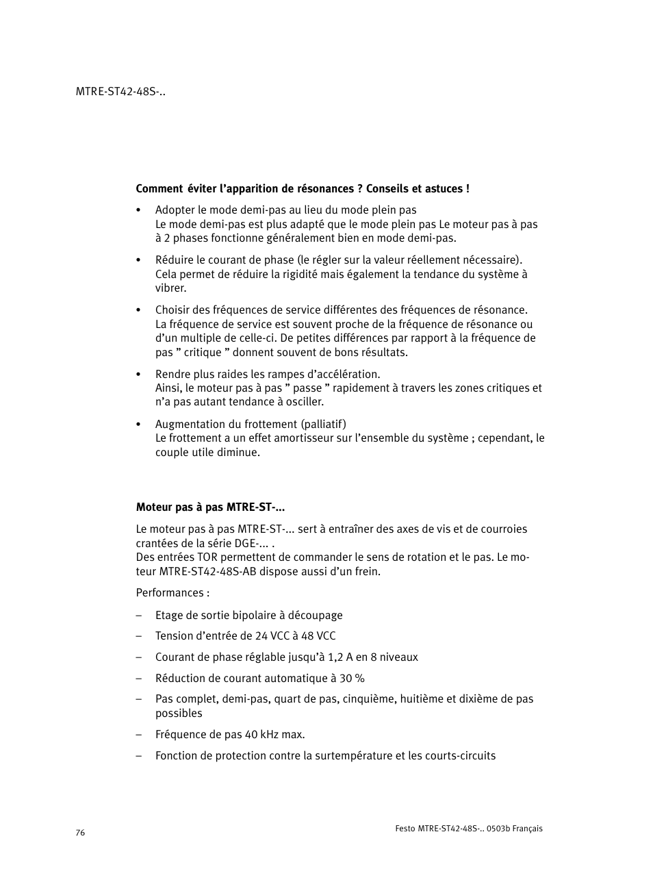 Moteur pas à pas mtre-st | Festo Шаговые моторы MTRE-ST User Manual | Page 76 / 140