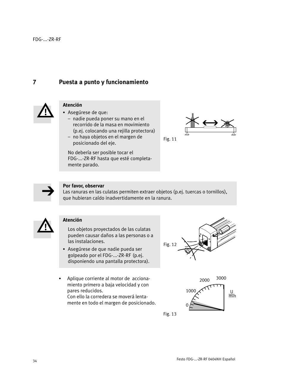 7 puesta a punto fig. 11 y funcionamiento, 7puesta a punto y funcionamiento | Festo Пассивные нправляющиеFDG-ZR-RF User Manual | Page 34 / 76