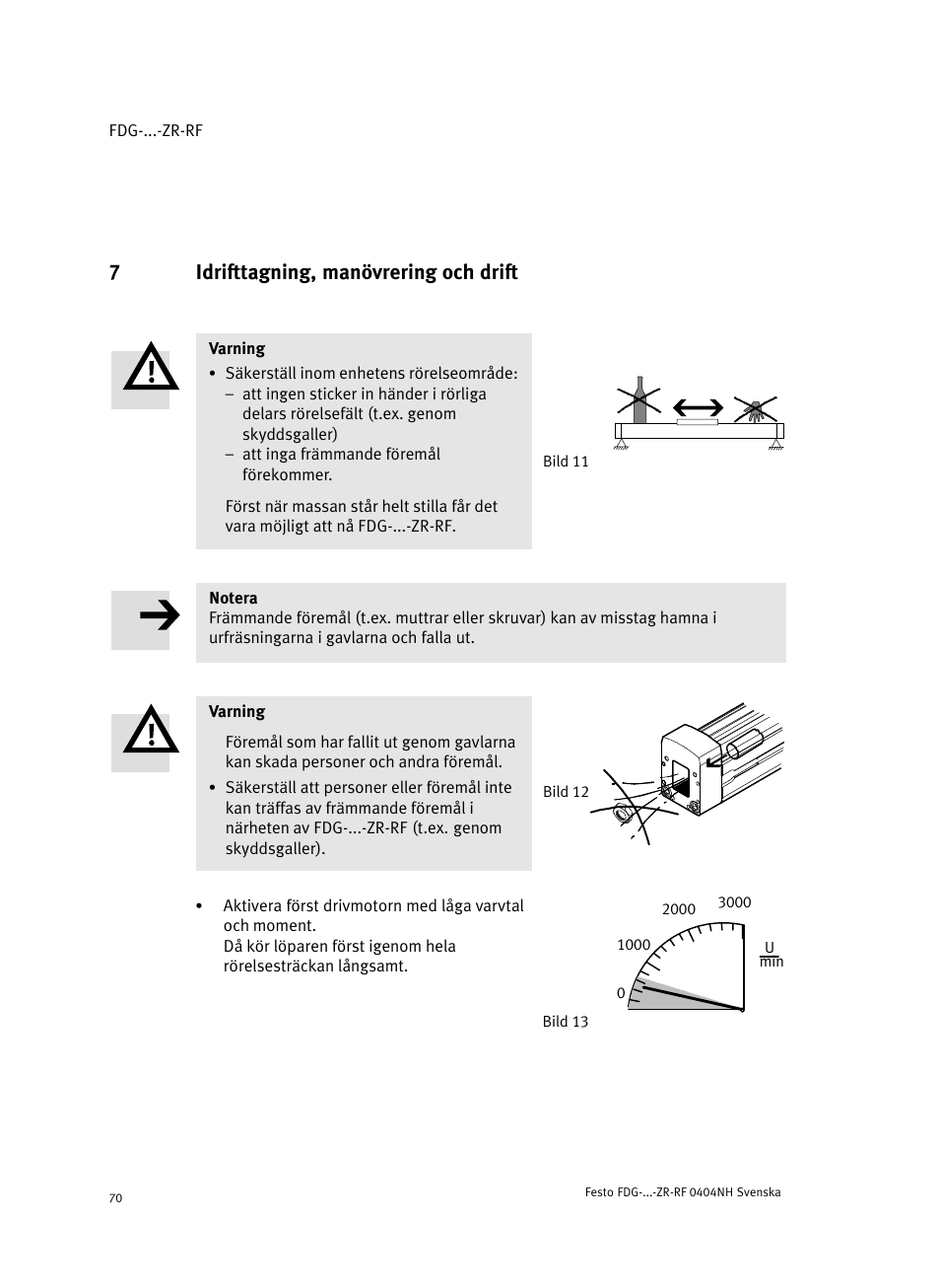 7 idrifttagning bild 11 , manövrering och drift, 7idrifttagning, manövrering och drift | Festo Пассивные нправляющиеFDG-ZR-RF User Manual | Page 70 / 76