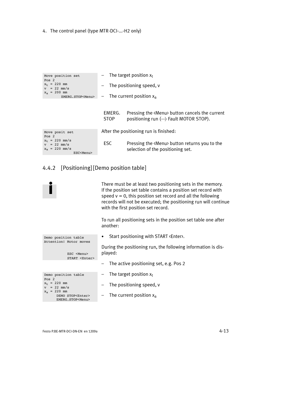 2 [positioning] [demo position table | Festo Электромотор MTR-DCI User Manual | Page 87 / 316