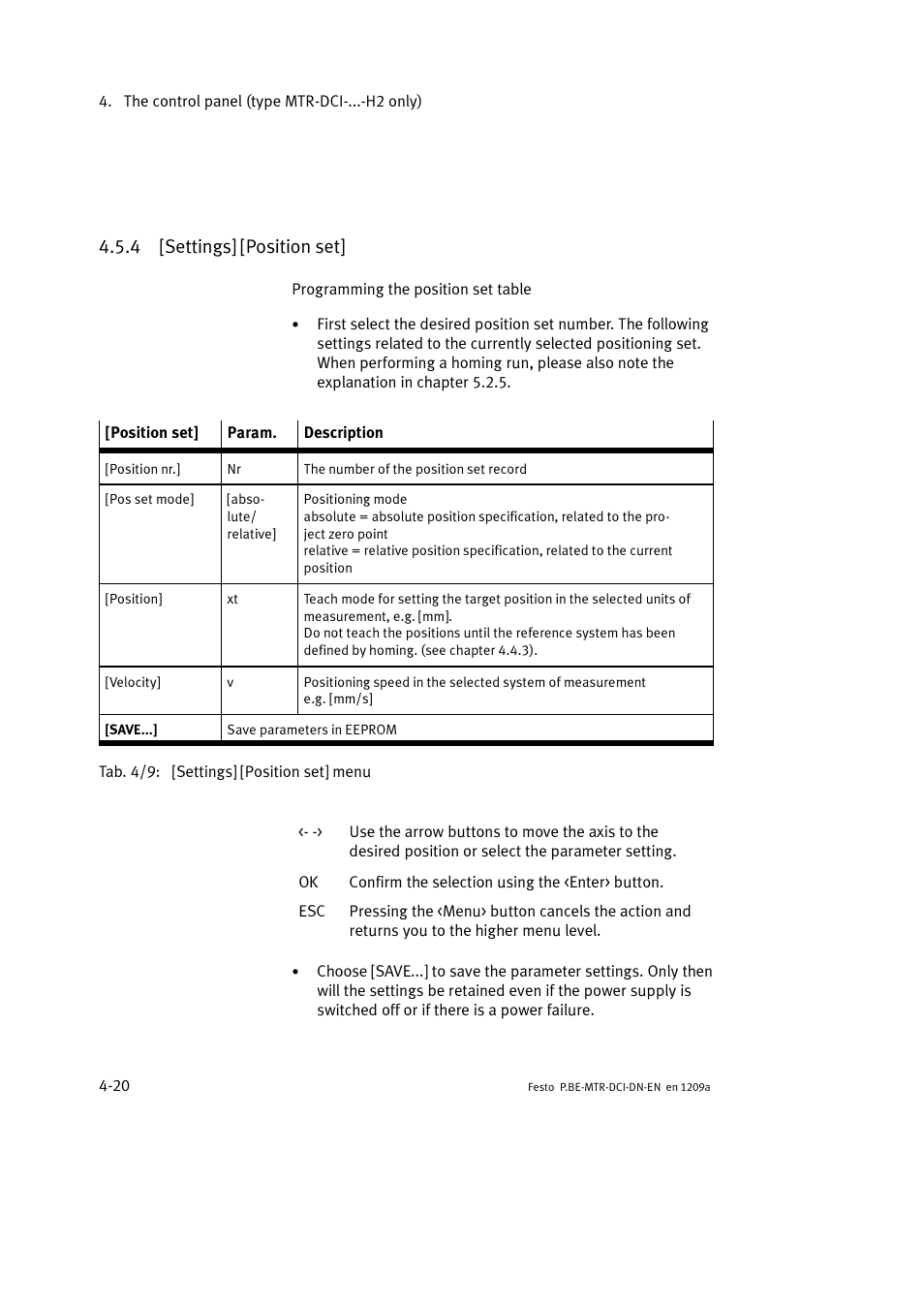 4 [settings] [position set | Festo Электромотор MTR-DCI User Manual | Page 94 / 316