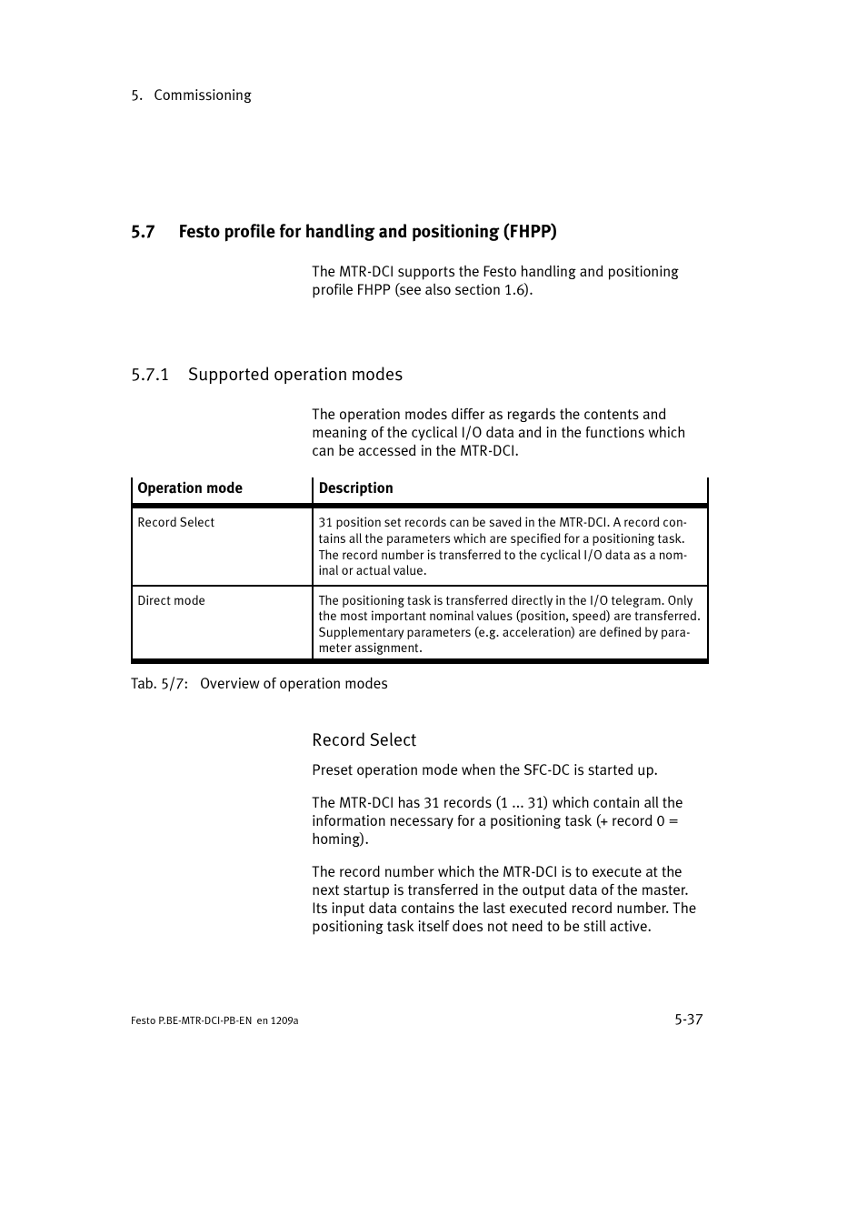 1 supported operation modes | Festo Электромотор MTR-DCI User Manual | Page 125 / 306