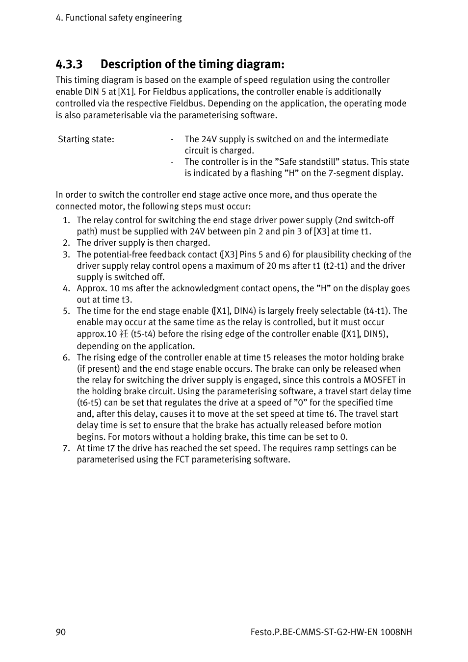 3 description of the timing diagram, Description of the timing diagram | Festo Контроллеры двигателя CMMS-ST User Manual | Page 90 / 136