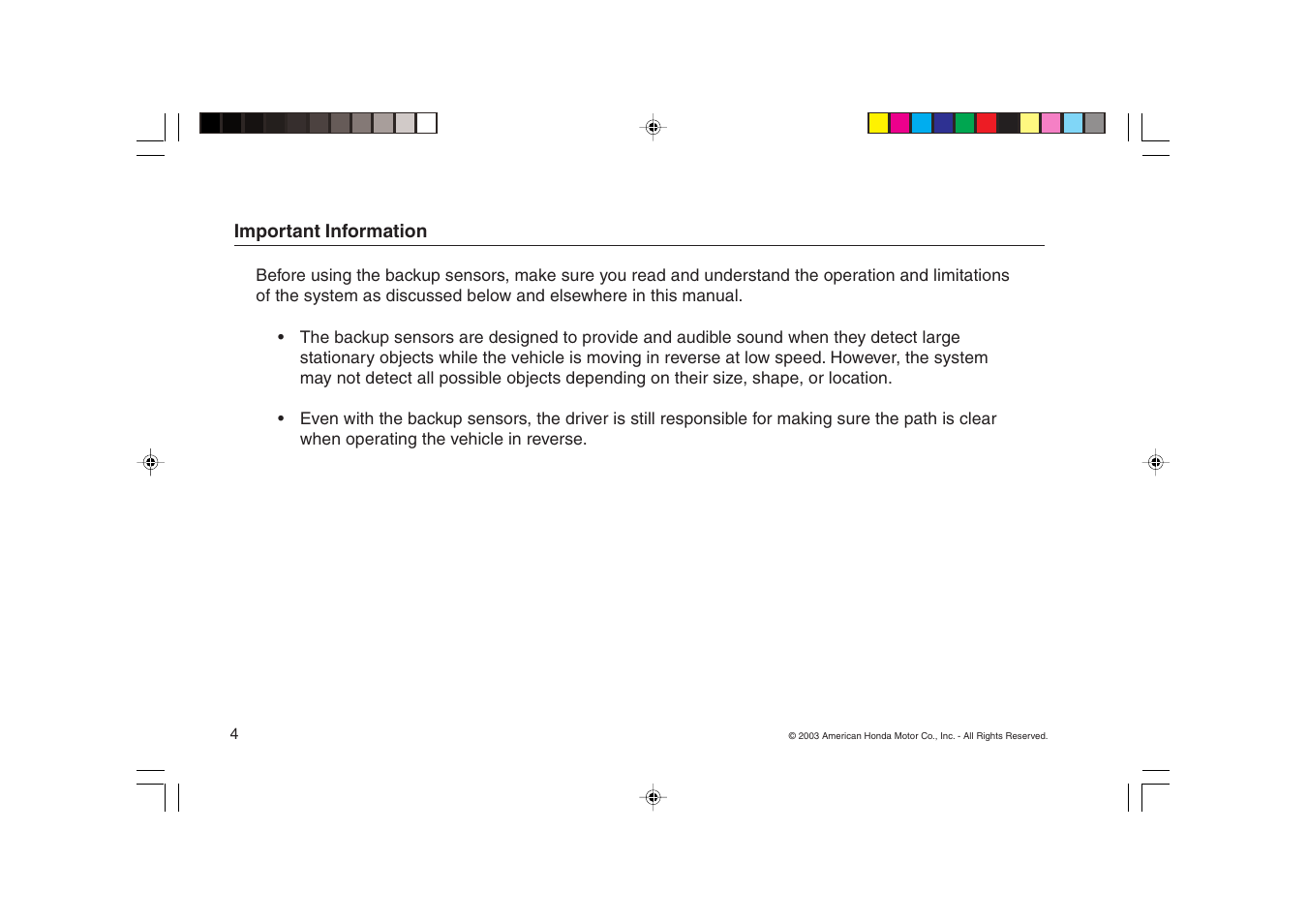 Acura Backup Sensors 08V67-SEP-2000-81 User Manual | Page 4 / 16