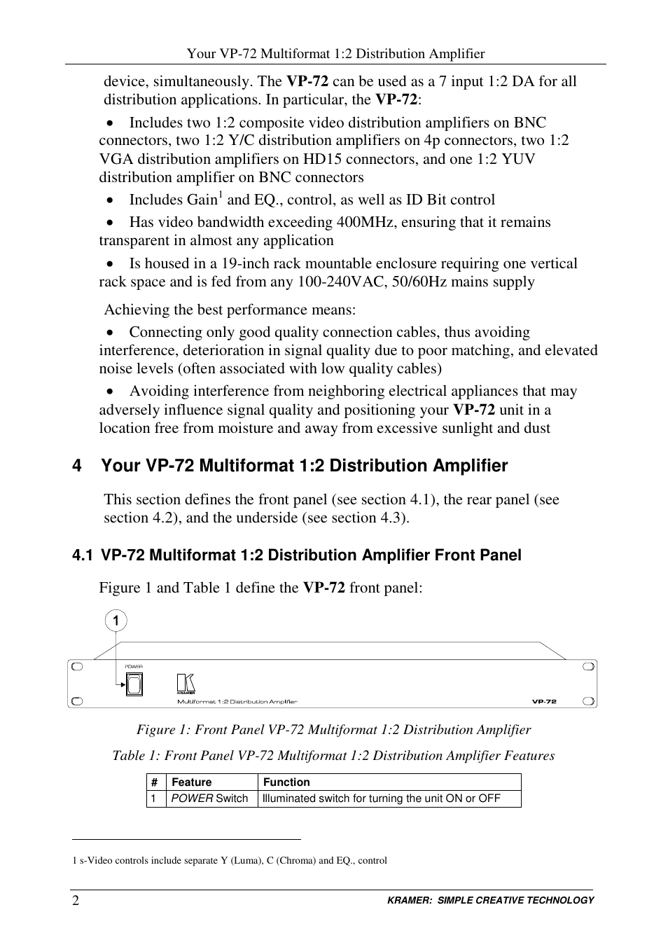 Kramer Electronics VP-72 User Manual | Page 4 / 12