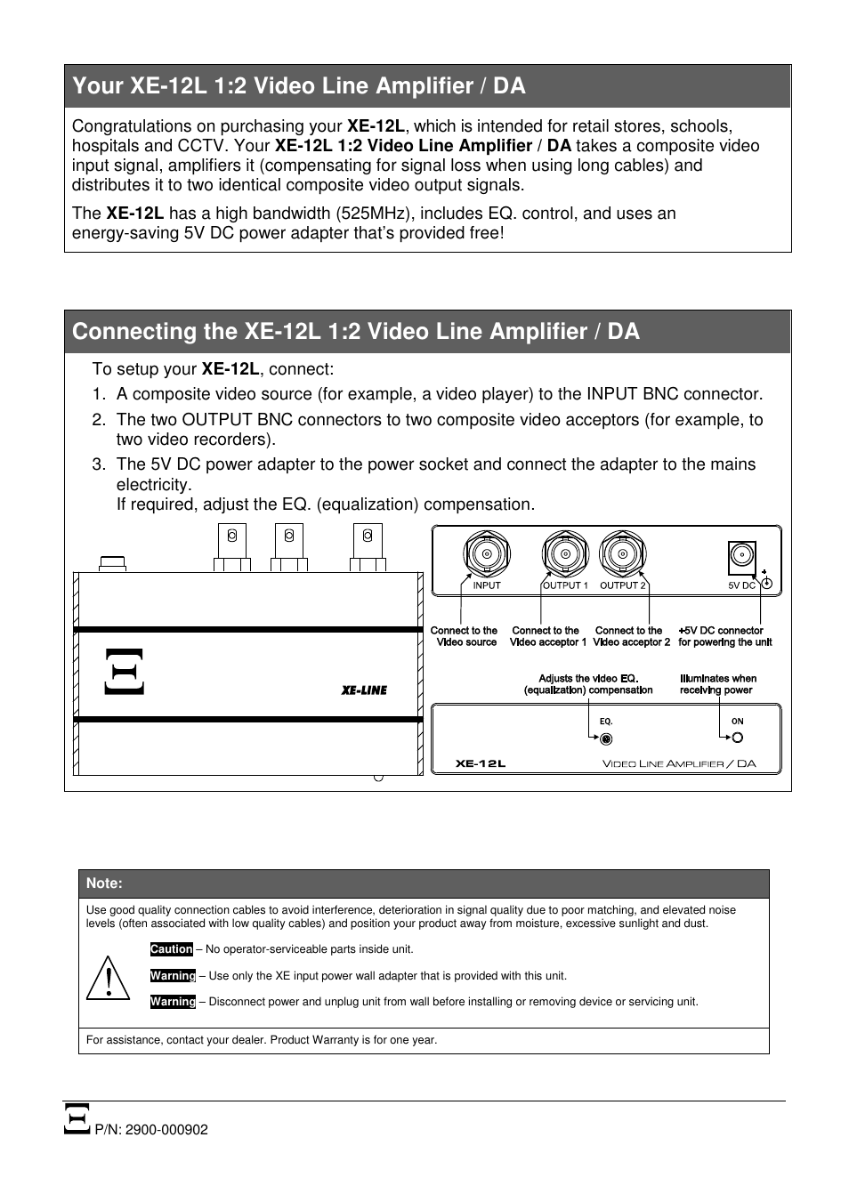 Kramer Electronics XE-12L User Manual | 1 page