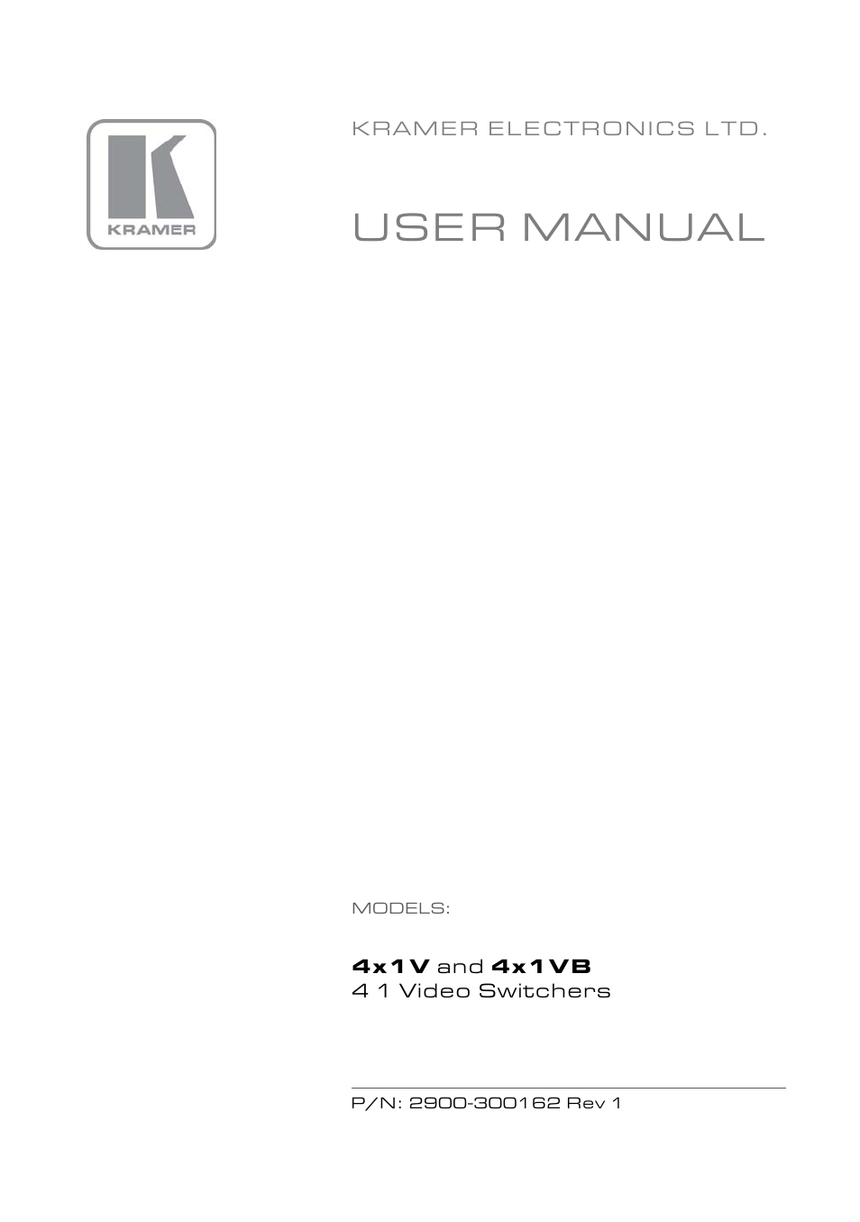 Kramer Electronics 4x1VB User Manual | 12 pages