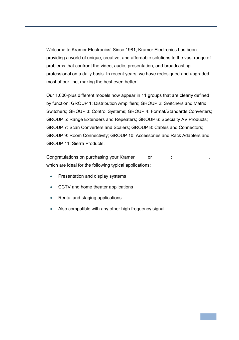 1 introduction, Introduction | Kramer Electronics 4x1VB User Manual | Page 4 / 12