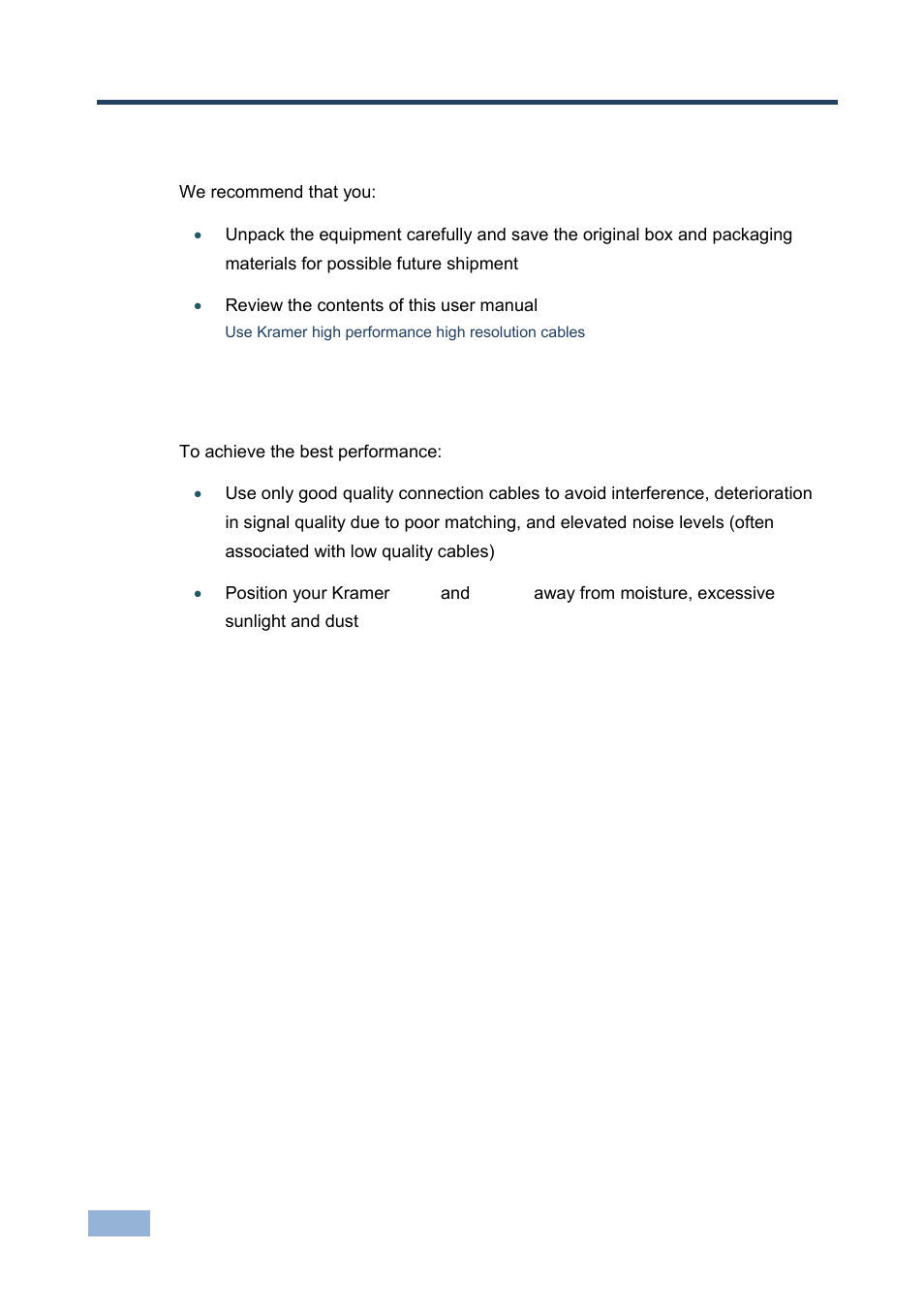 2 getting started, 1 achieving the best performance, Getting started | Achieving the best performance | Kramer Electronics 4x1VB User Manual | Page 5 / 12