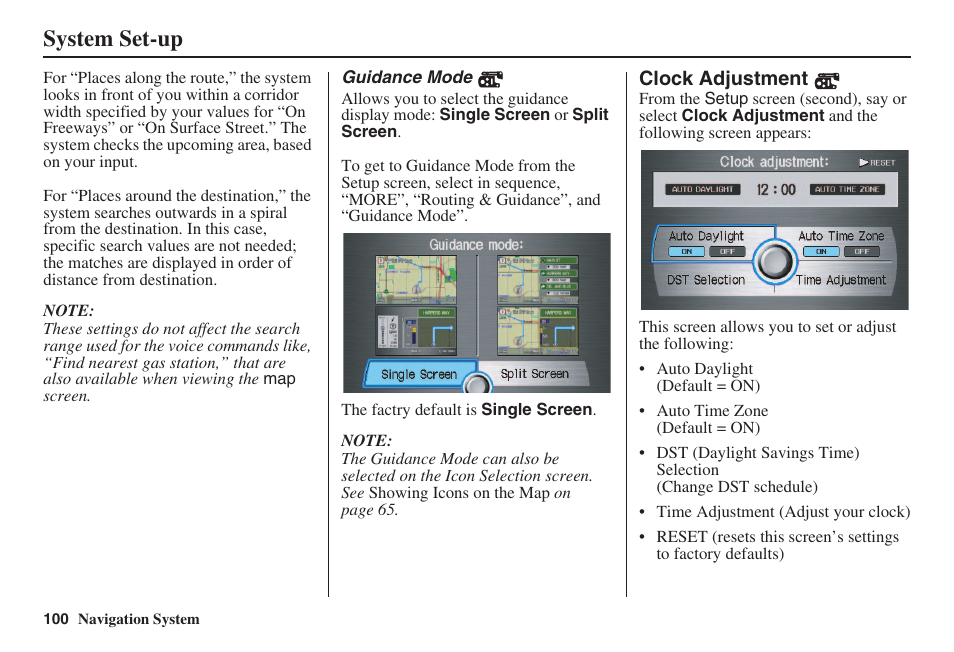 System set-up | Acura 2008 RL 00X31 SJA 8100 User Manual | Page 101 / 163