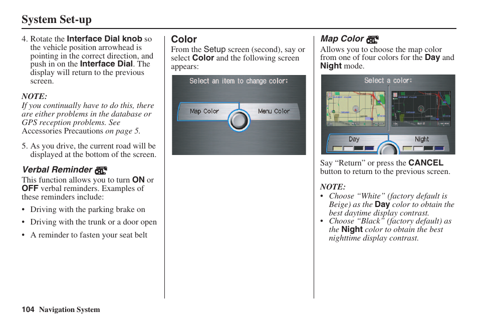 System set-up | Acura 2008 RL 00X31 SJA 8100 User Manual | Page 105 / 163