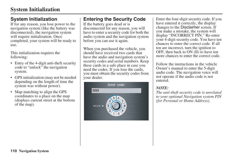 System initialization | Acura 2008 RL 00X31 SJA 8100 User Manual | Page 111 / 163