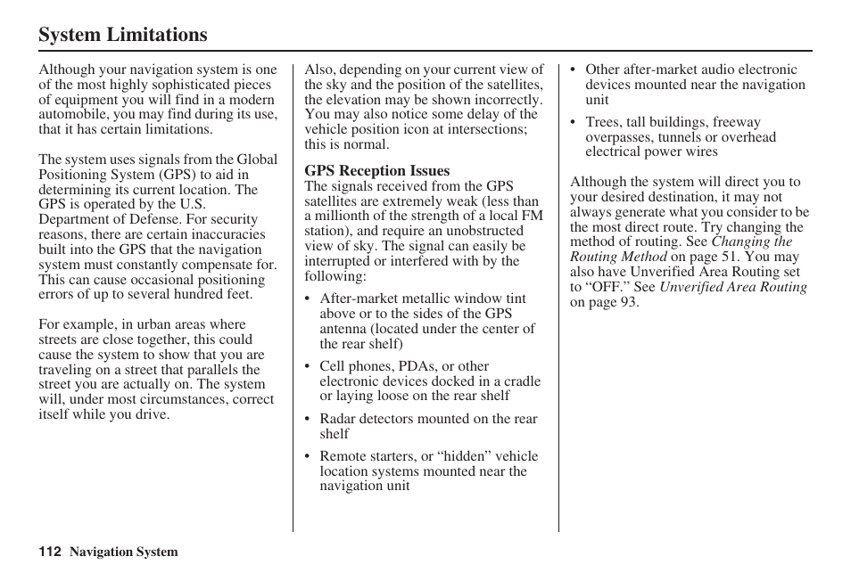 System limitations | Acura 2008 RL 00X31 SJA 8100 User Manual | Page 113 / 163