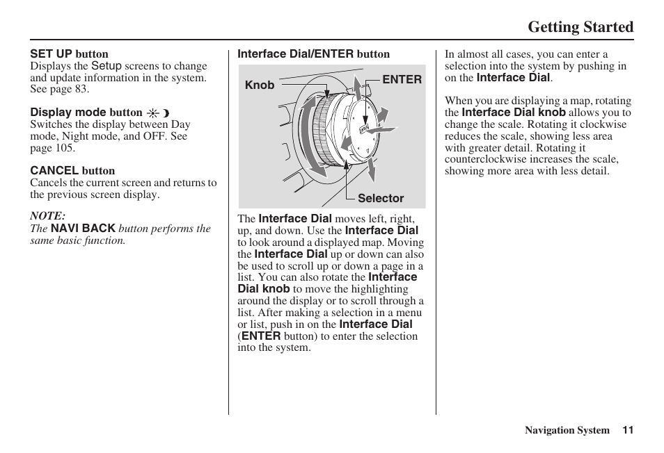 Getting started | Acura 2008 RL 00X31 SJA 8100 User Manual | Page 12 / 163