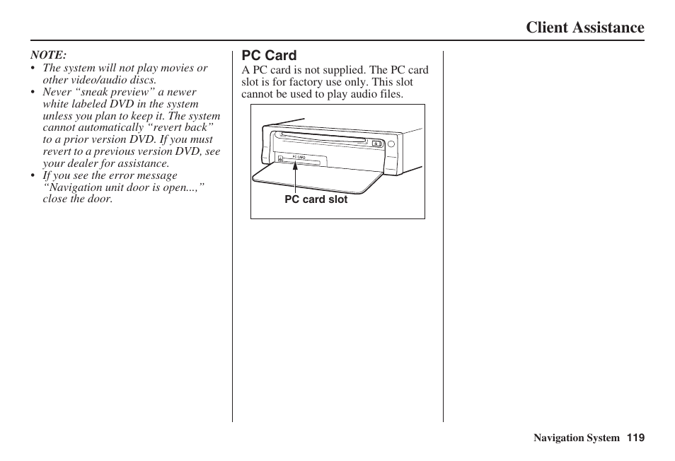 Client assistance | Acura 2008 RL 00X31 SJA 8100 User Manual | Page 120 / 163