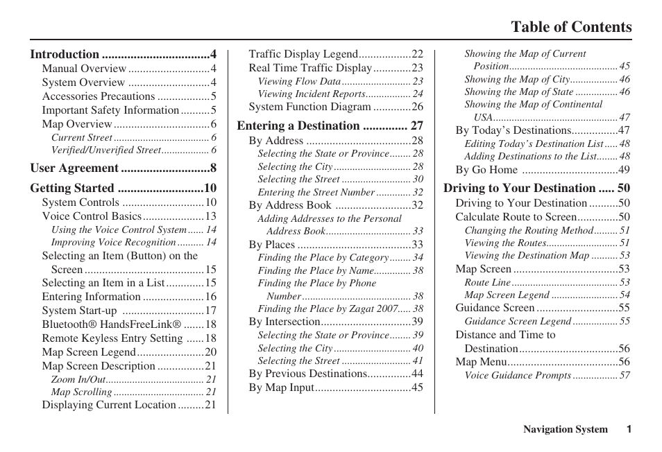 Acura 2008 RL 00X31 SJA 8100 User Manual | Page 2 / 163