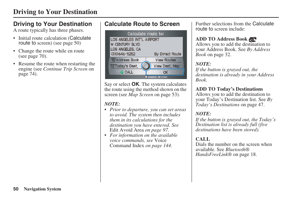 Driving to your destination | Acura 2008 RL 00X31 SJA 8100 User Manual | Page 51 / 163